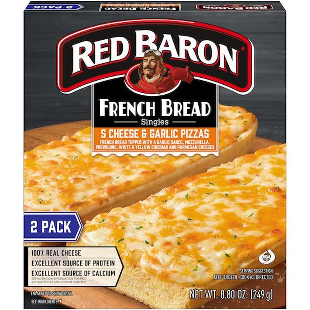 Red Baron French Bread Singles 5 Cheese And Garlic Pizza, 8.8 Ounce -- 12 Per Case