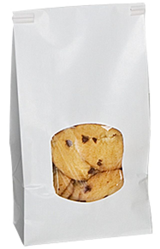 1 Pound White Stand Up Window Bakery Bag