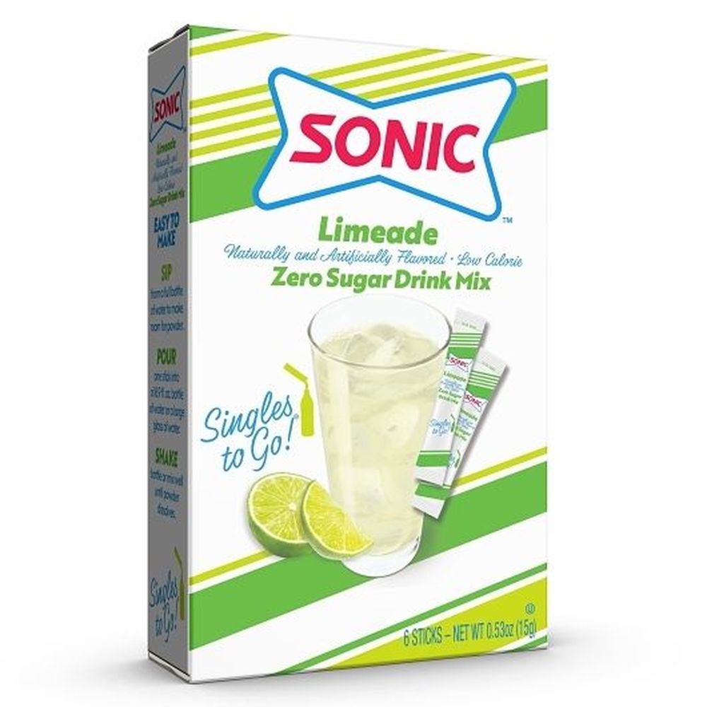 Sonic Limeade Zero Sugar Singles To Go Drink Mix, 6 Count -- 12 Per Case