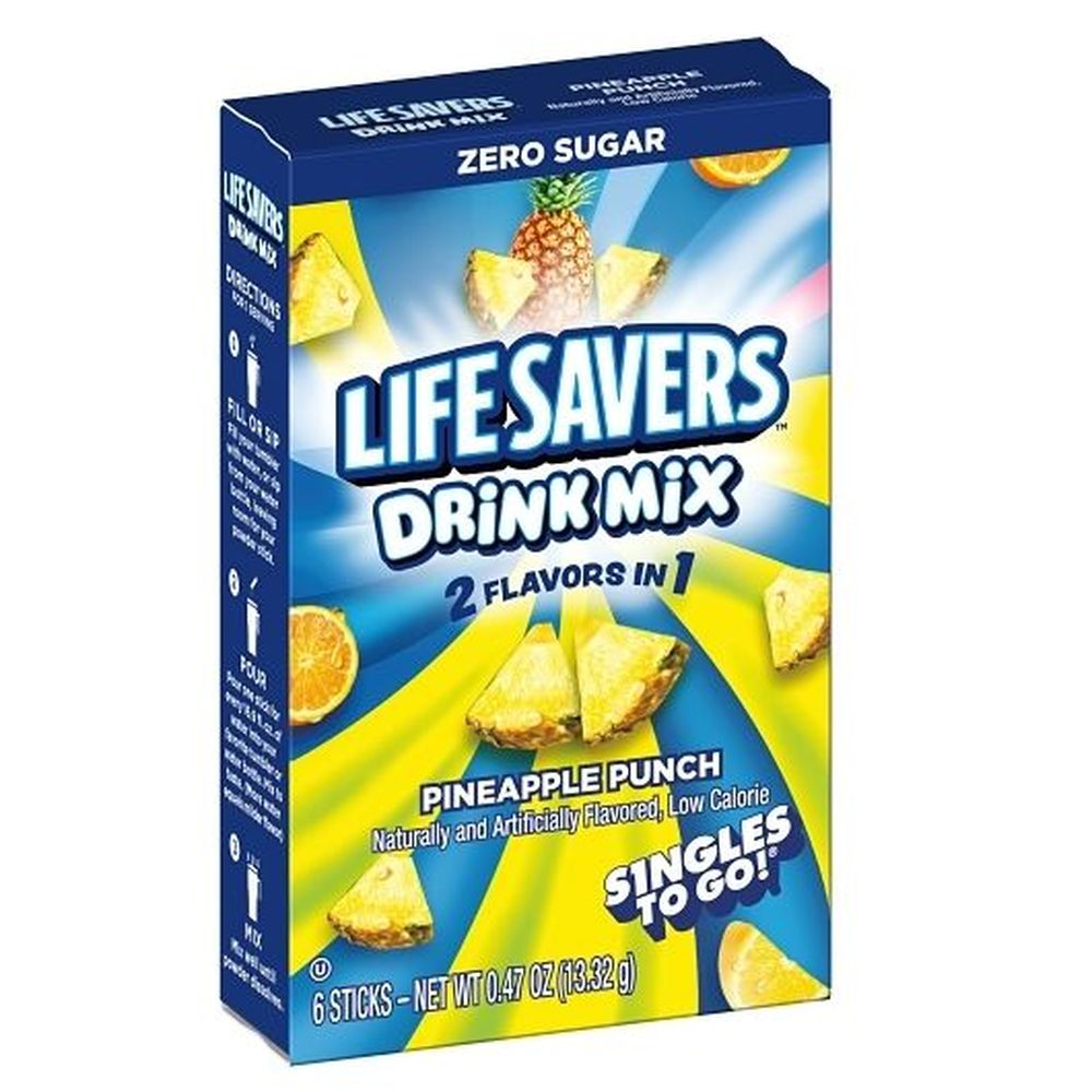 Lifesavers Sugar Free Pineapple Punch Drink Mix, 6 Count -- 12 Per Case