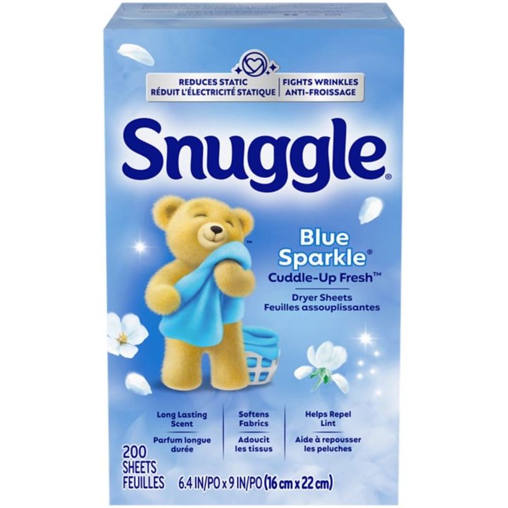 Snuggle Blue Sparkle Cuddle Up Fresh Dryer Sheets, 200 Count -- 6 Per Case