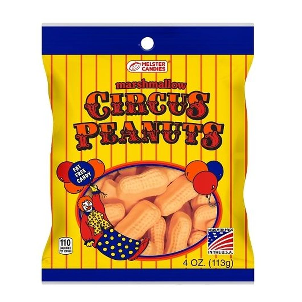 Melster Marshmallow Circus Peanuts Candy, 4 Ounce Peg Bag -- 10 Per Case