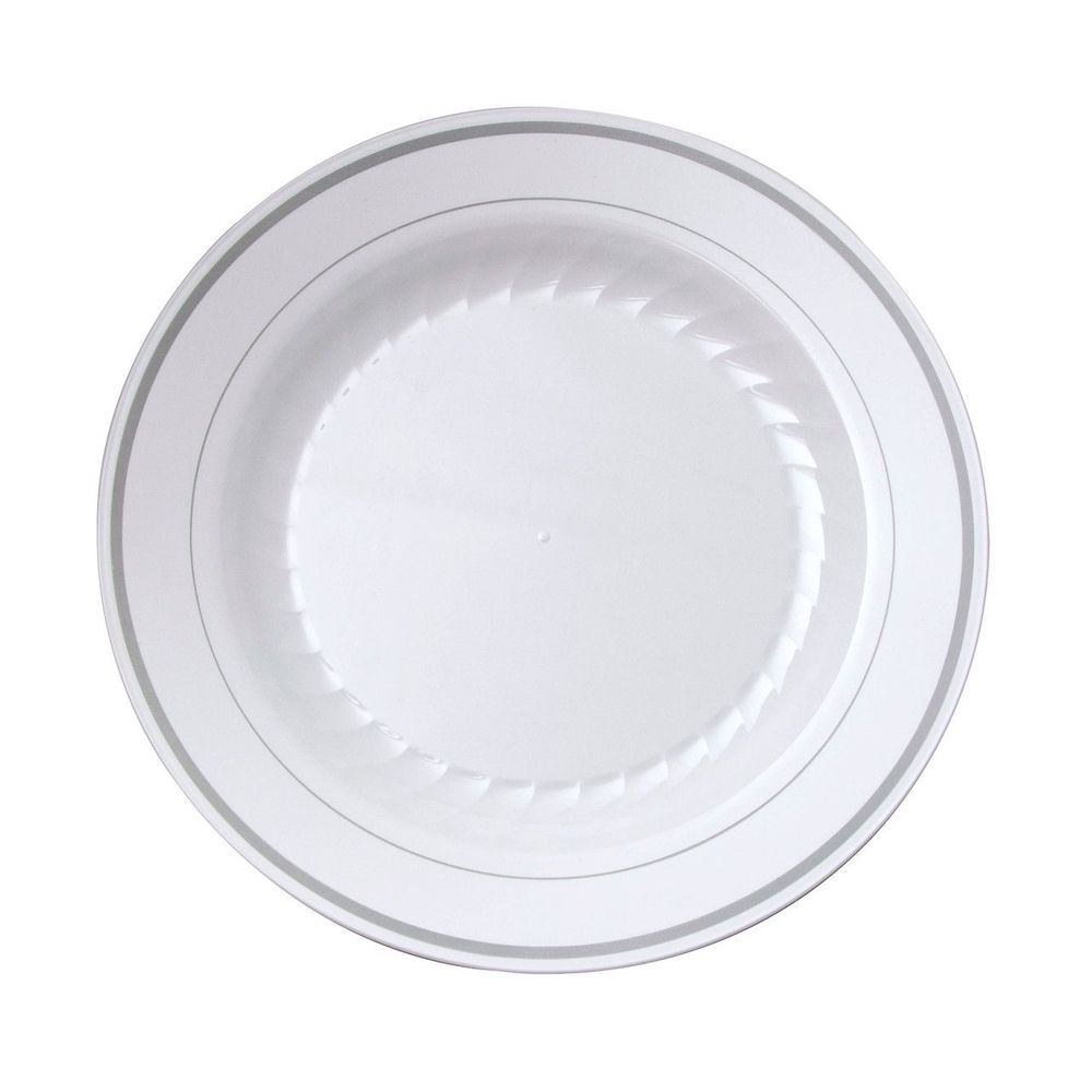 Wna Masterpiece White / Silver Number 6 Polystyrene Round Plate, 9 Inch -- 120 Per Case