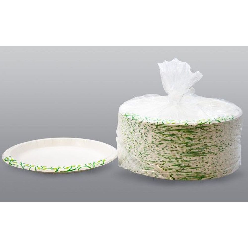 Aspen Ultra Smoothwall Clear Poly Printed Green Vine Paper Plate, 7 Inch -- 500 Per Case