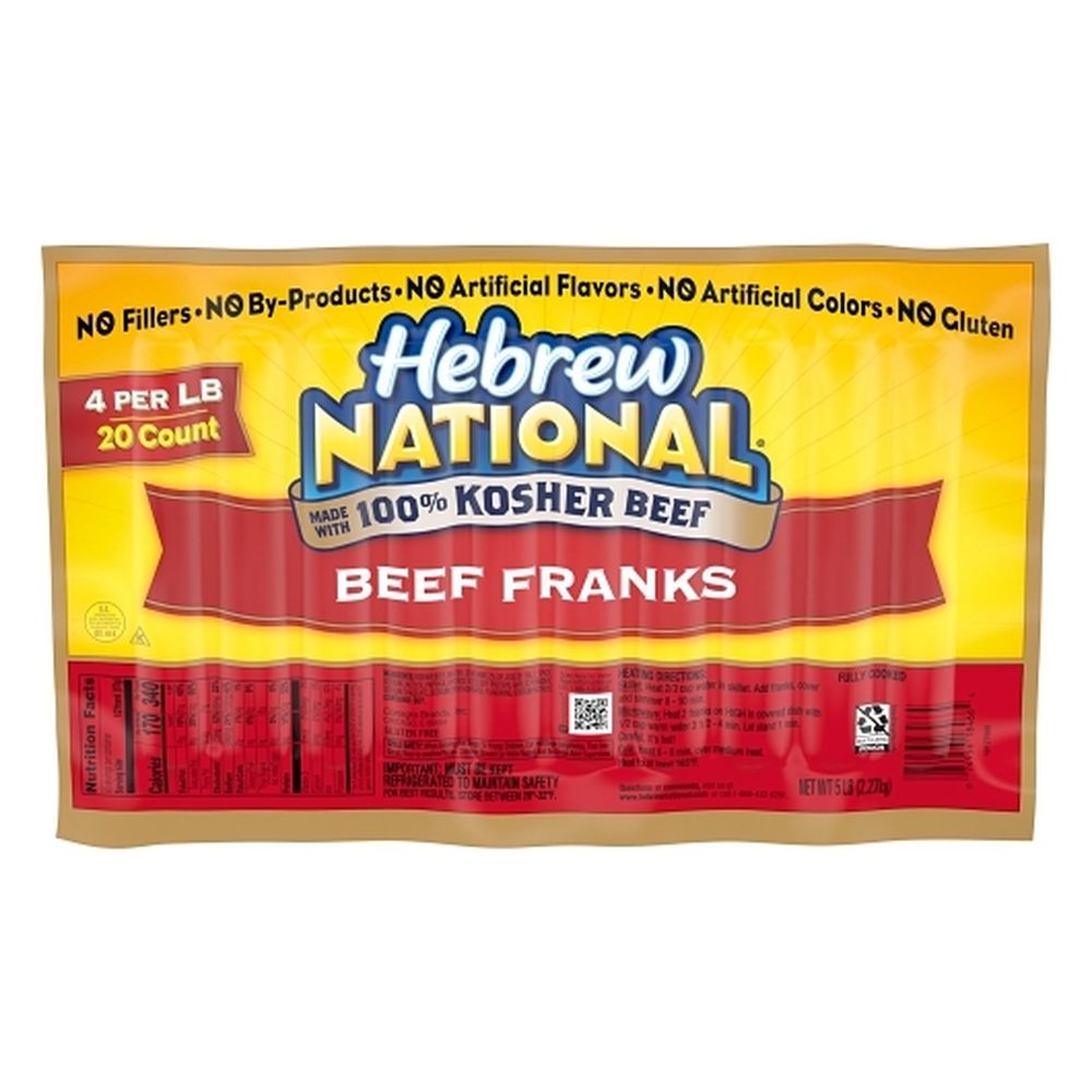 Hebrew National Kosher Beef Frank, 5 Pound -- 4 Per Case