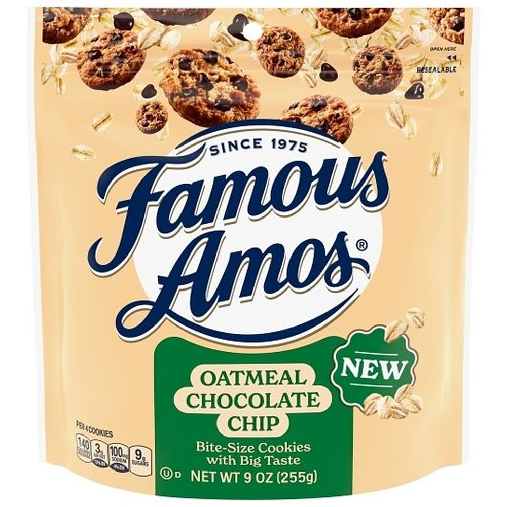 Famous Amos Oatmeal Chocolate Chip Bite Size Cookies, 9 Ounce Bag -- 8 Per Case