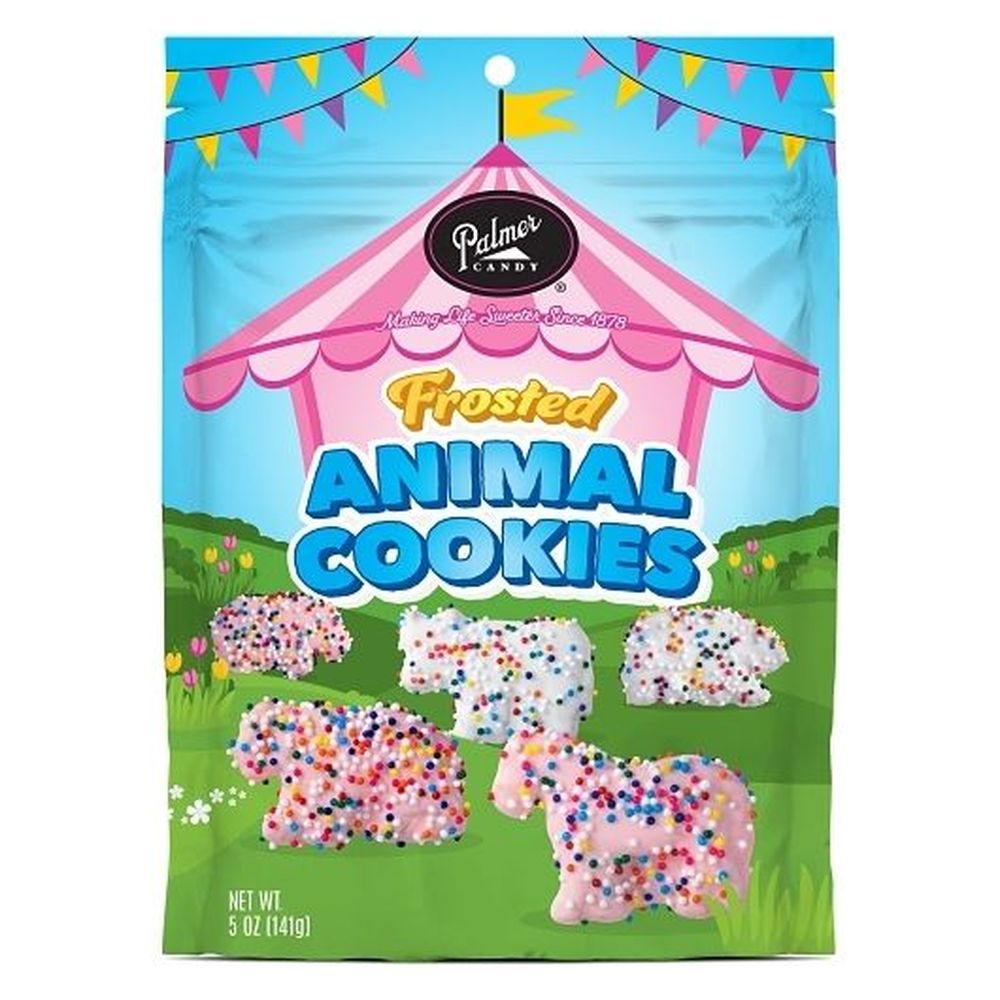 Palmer Candy Pink And White Frosted Animal Cookies, 5 Ounce -- 8 Per Case