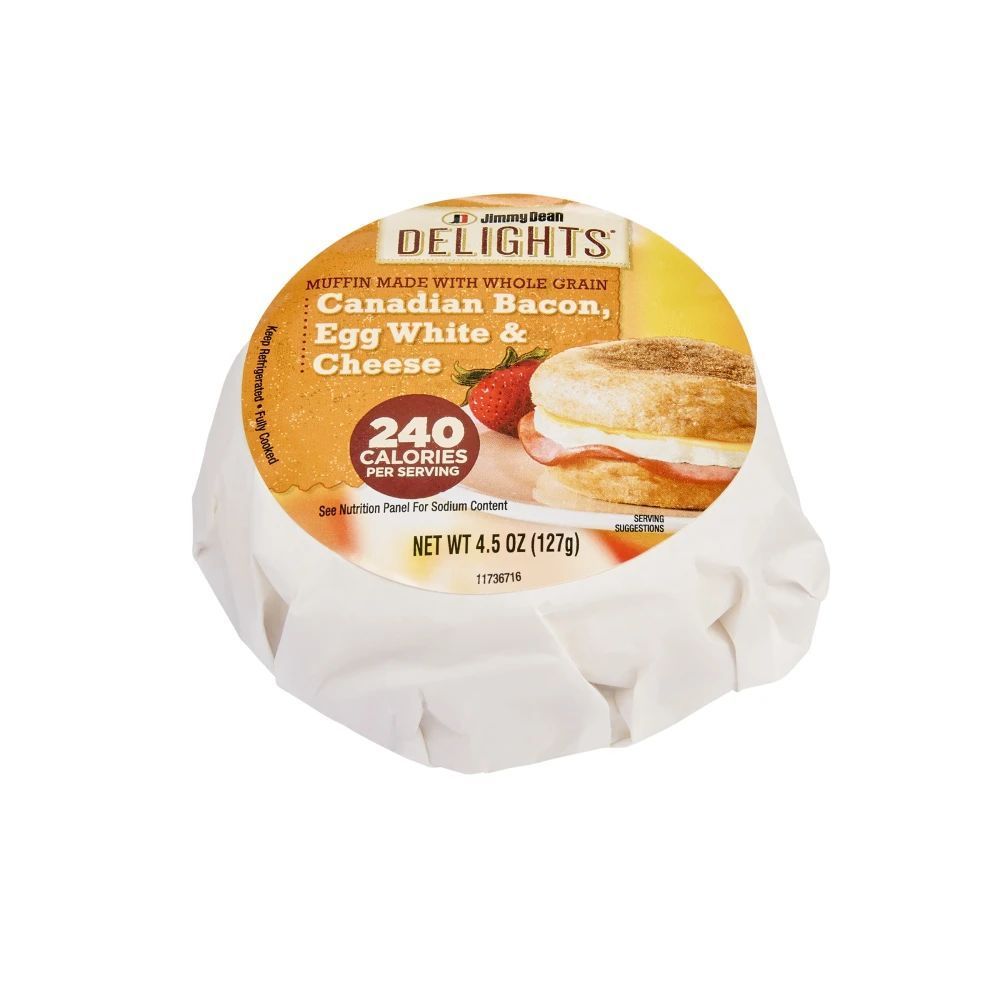 Jimmy Dean Delights Butcher Wrapped Canadian Bacon Egg White And Cheese Whole Grain Muffin, 4.5 Ounce -- 12 Per Case