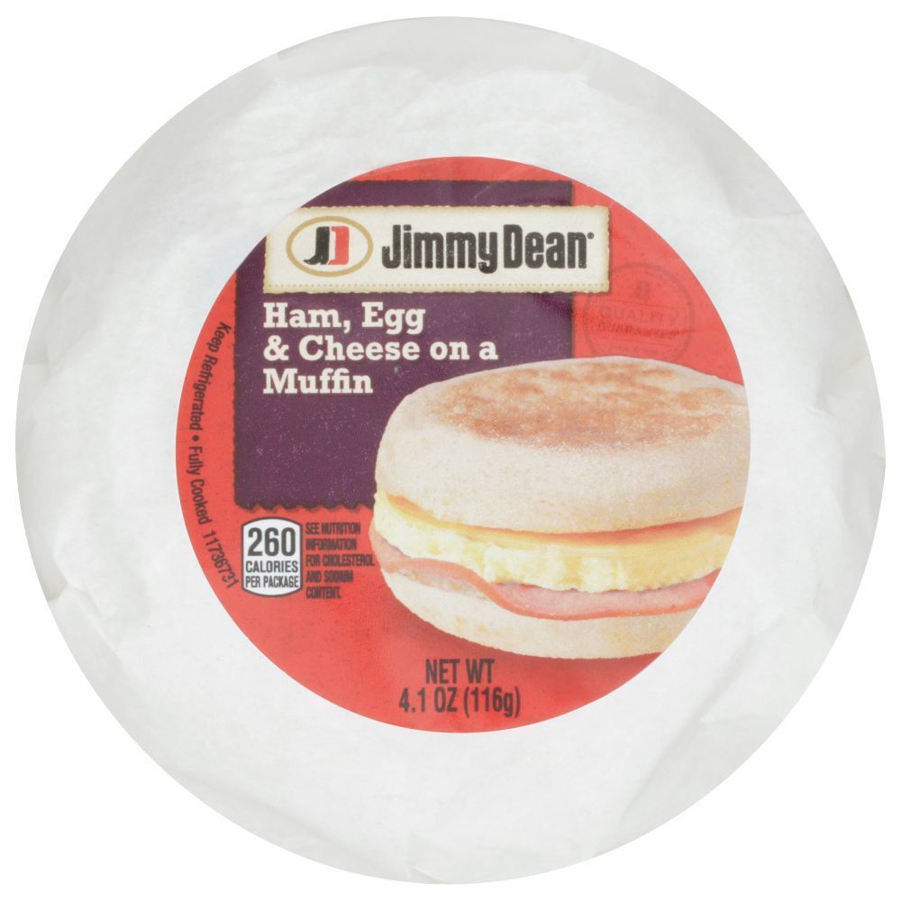 Jimmy Dean Egg And Cheese Ham Muffin Sandwich, 4.2 Ounce -- 12 Per Case