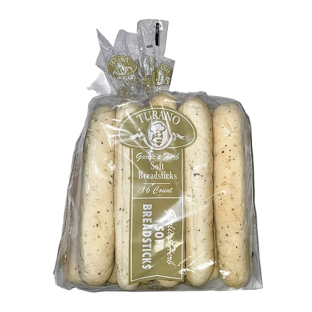 Turano Baking Company 8 Inch Garlic And Herb Soft Breadsticks, 1.7 Ounce -- 192 Per Case