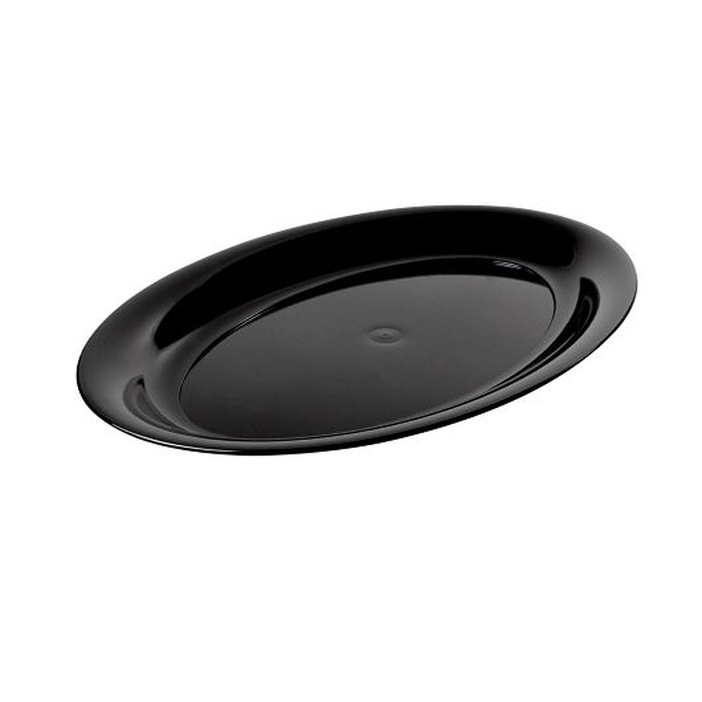 Fineline Settings Platter Pleasers Polystyrene 16 X 11 Inch Rigid Black Oval Platter, 25 Count