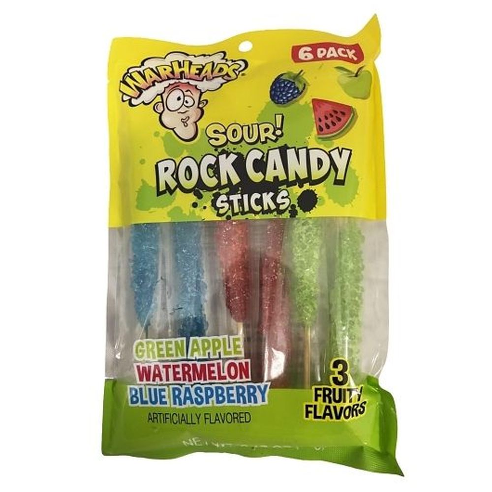 Warheads Sour Rock Candy Sticks, 3.17 Ounce -- 12 Per Case