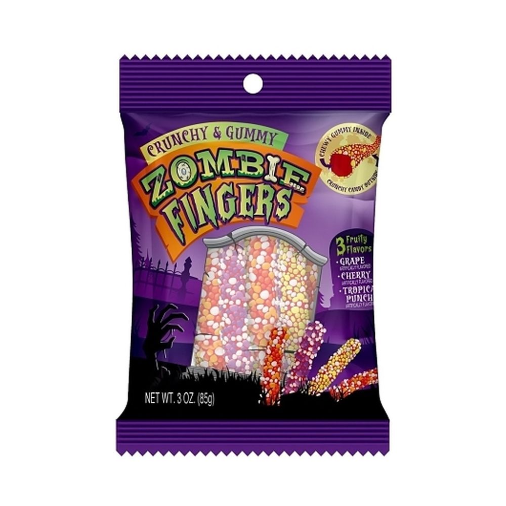 Hilco Zombie Fingers Gomitas Crujientes, Bolsa Con Gancho De 3 Onzas -- 24 Por Caja