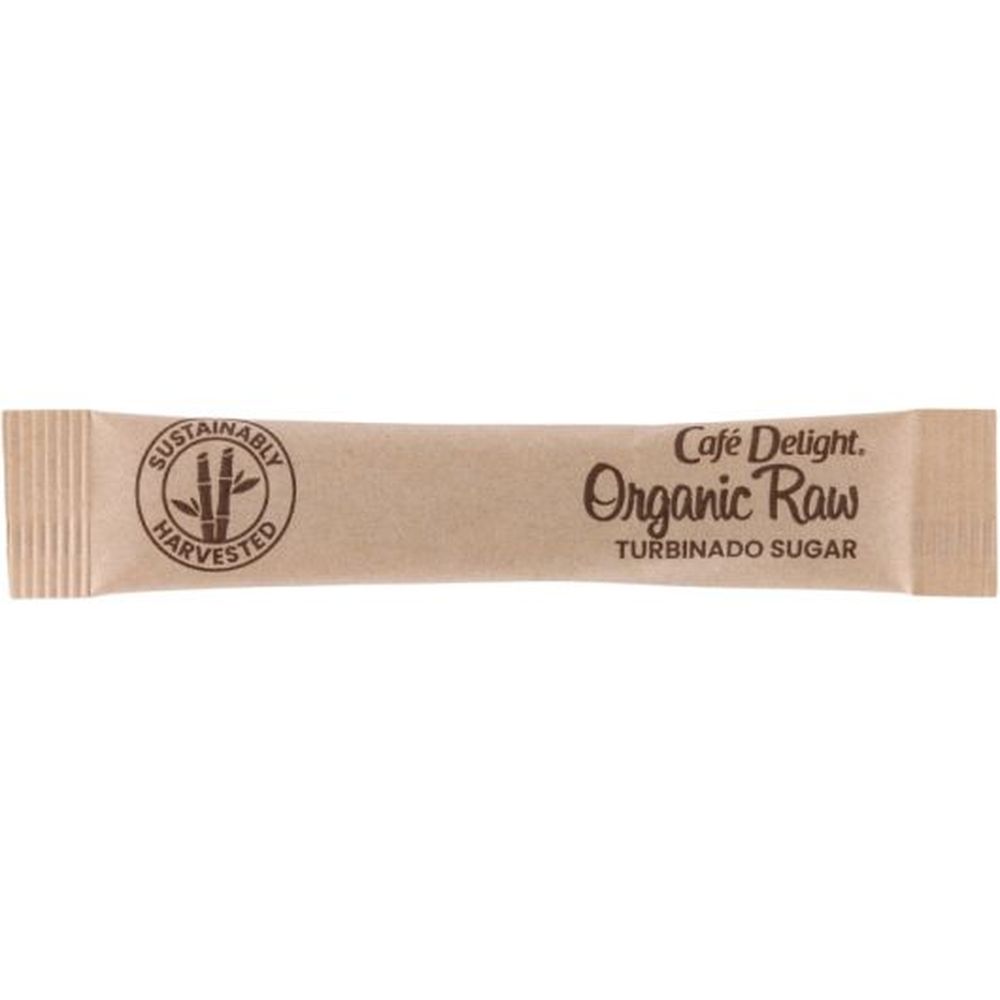 Cafe Delight Organic Raw Turbinado Sugar Sticks, 3 Gram -- 2000 Per Case