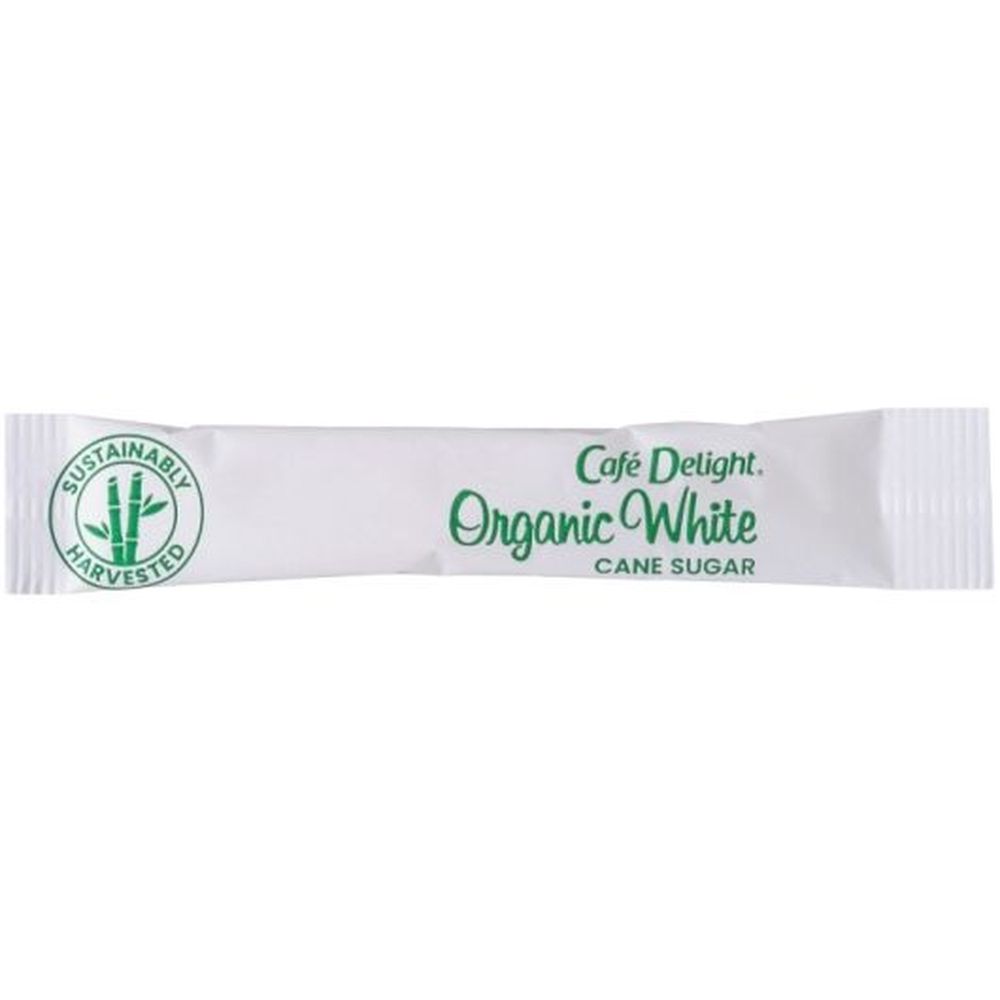 Cafe Delight Organic White Cane Sugar Sticks, 2.8 Gram -- 2000 Per Case