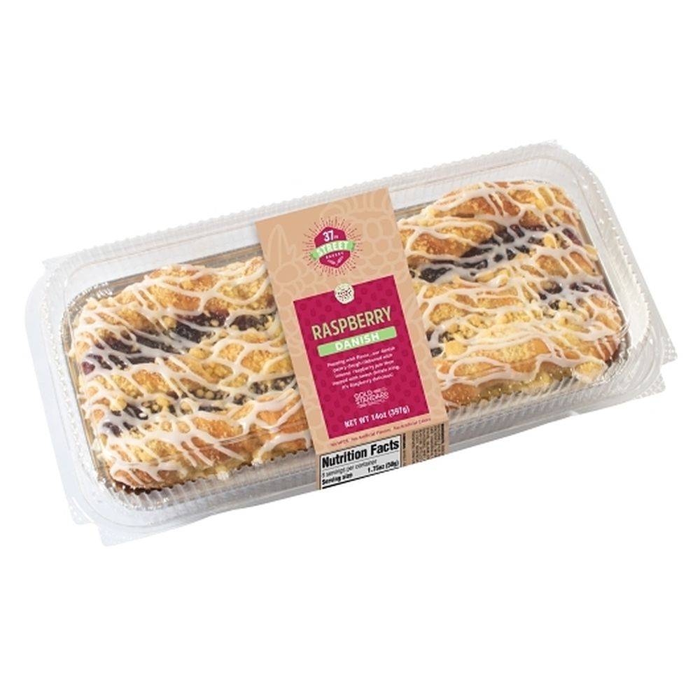 37th Street Bakery Raspberry Danish With Clamshell, 14 Ounce -- 12 Per Case