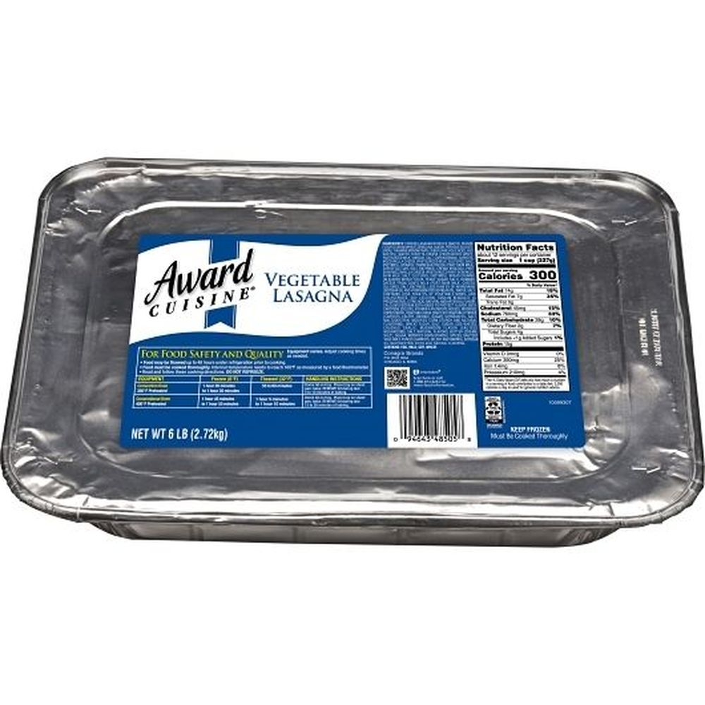 Award Cuisine Vegetable Lasagna, 96 Ounce -- 4 Per Case
