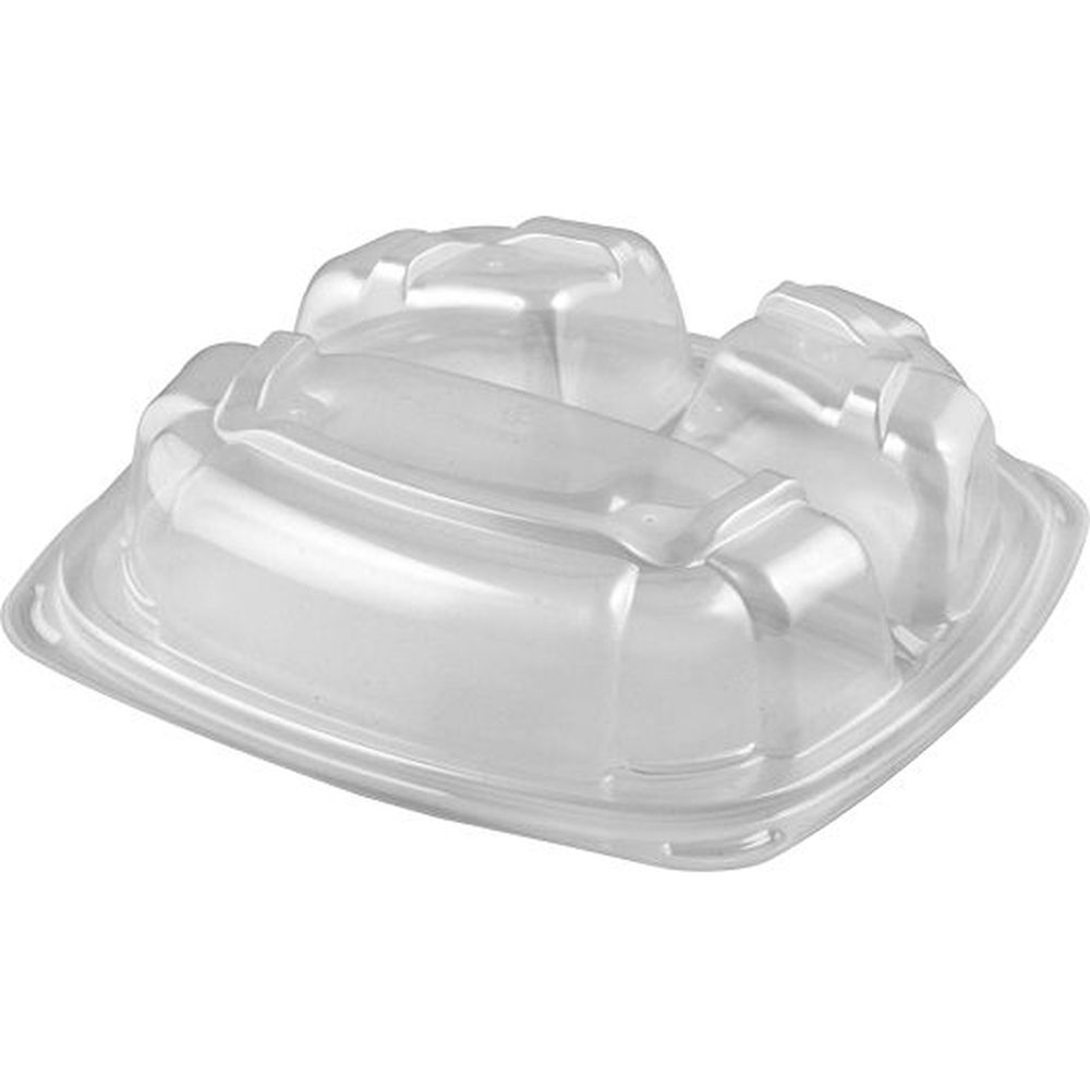 Forum Pro 9 inch Square Polypropylene 3 Compartment High Dome Anti-Fog Lid with Four Vents