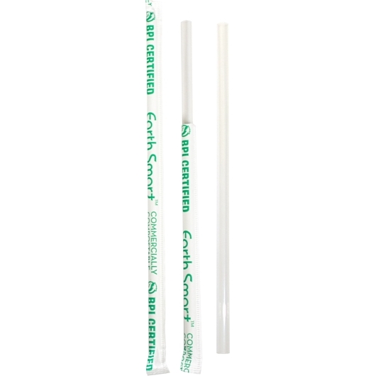 D&w Fine Pack Earth Smart Clear Individually Wrapped Giant Compostable Straw, 8.5 Inch, 300 Count -- 4 Per Case