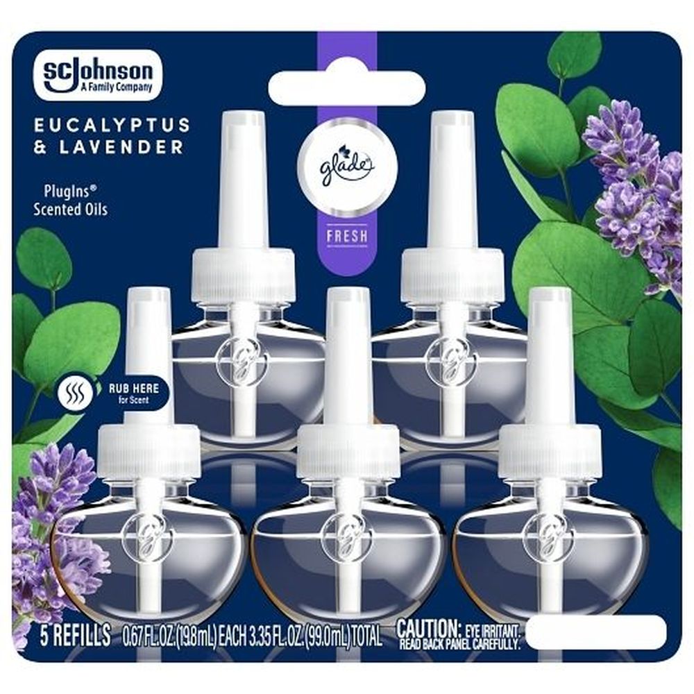 Glade Eucalyptus And Lavender Plugins Scented Oil Refill, 3.35 Ounce -- 5 Per Case
