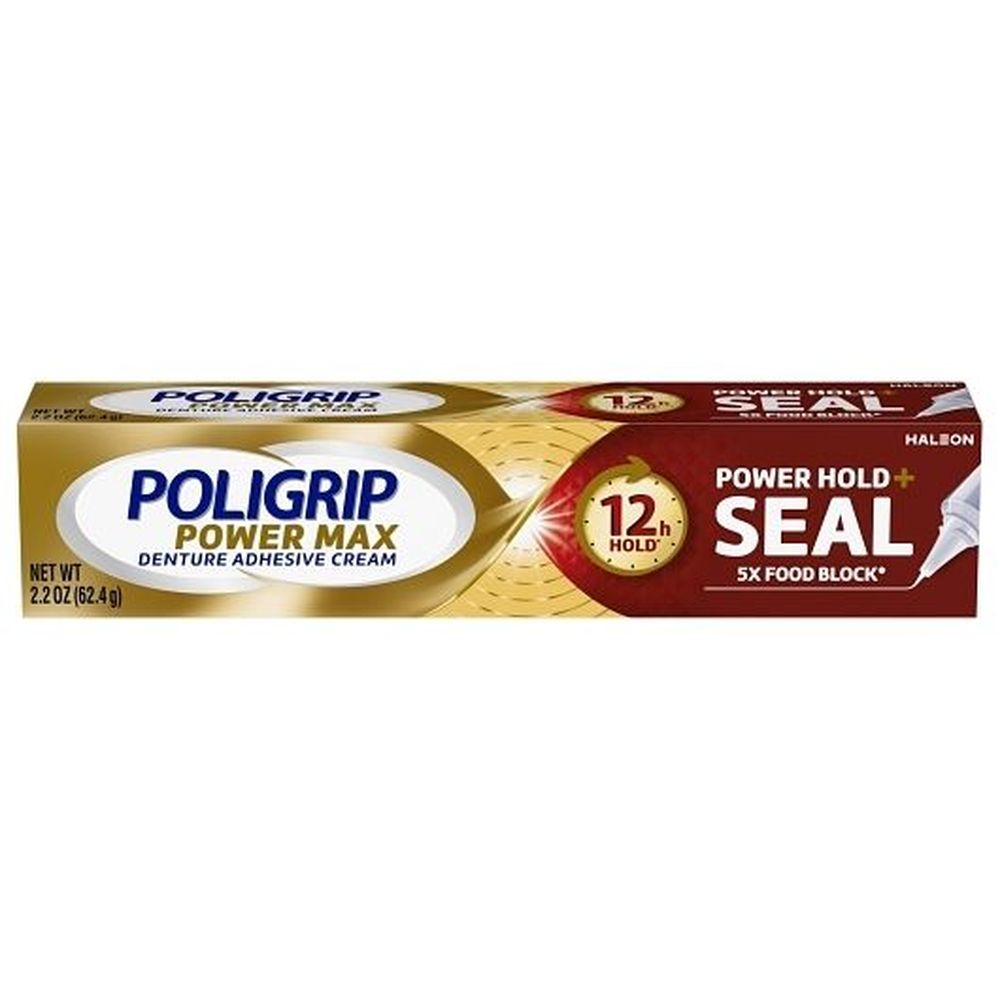 Poligrip Fixatives Power Hold Plus Seal Denture Adhesive Cream, 2.2 Ounce -- 24 Per Case