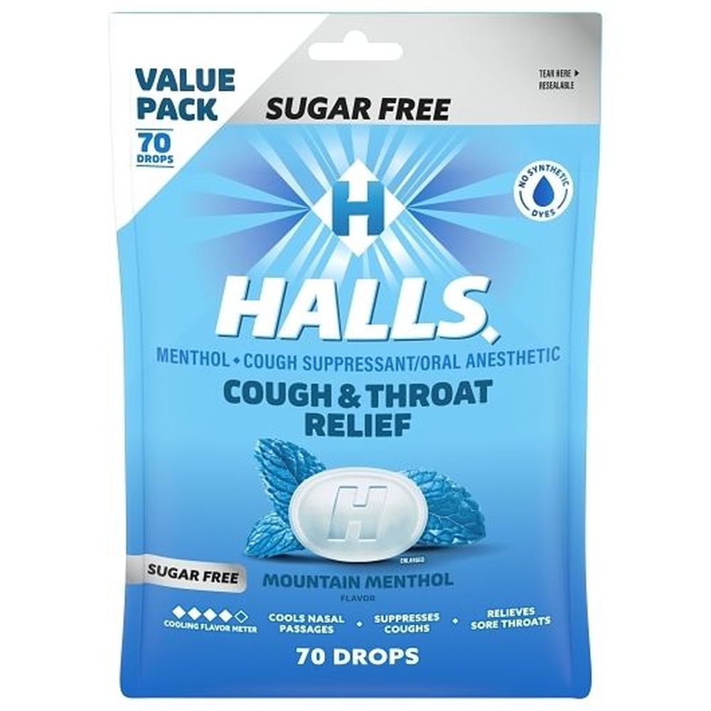Halls Mountain Menthol Cough And Throat Drops, 70 Count -- 12 Per Case