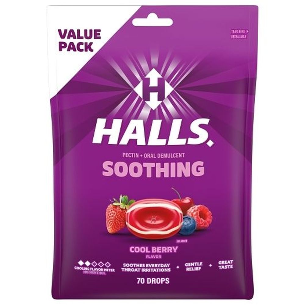 Halls Cool Berry Cough Drops, 70 Count -- 12 Per Case