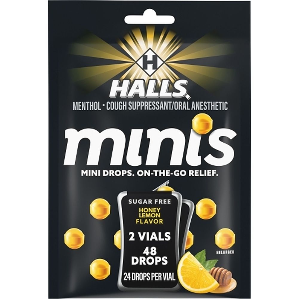 Halls Minis Sugar Free Honey Lemon Cough Drops, 48 Count -- 48 Per Case