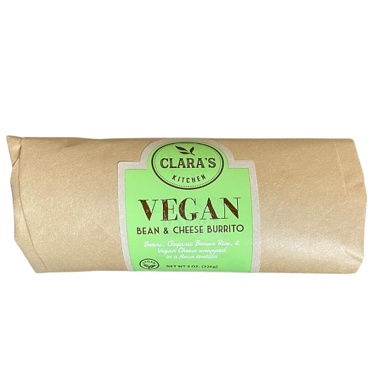 Claras Kitchen Individually Packaged Vegan Bean And Cheese Burrito, 12 Count