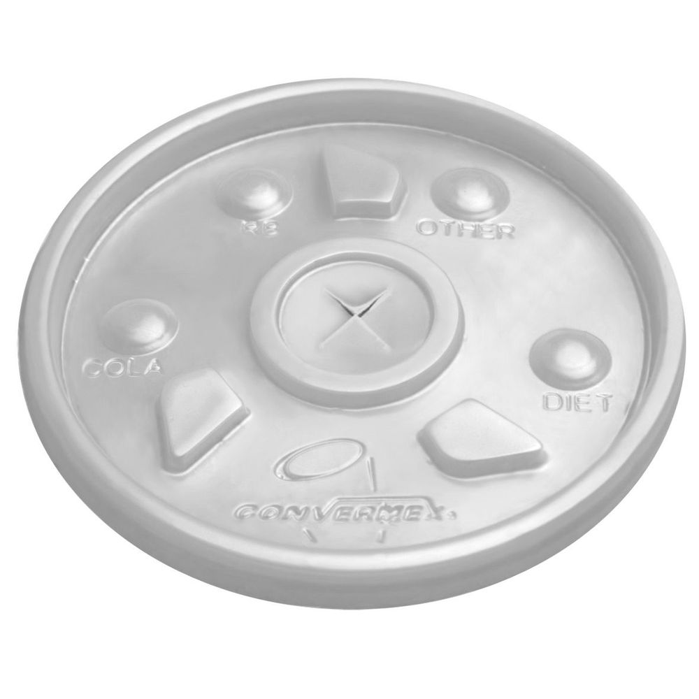 Convermex White Polystyrene Lockback Straw Slot Lid For 12,16, 20, 24 Ounce Cup -- 1000 Per Case