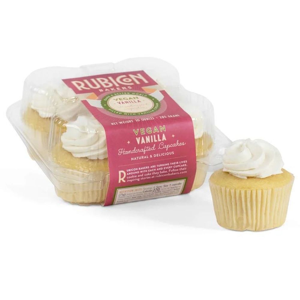 Rubicon Bakers 4 Inch Vegan Vanilla Cupcake, 10 Ounce -- 12 Per Case