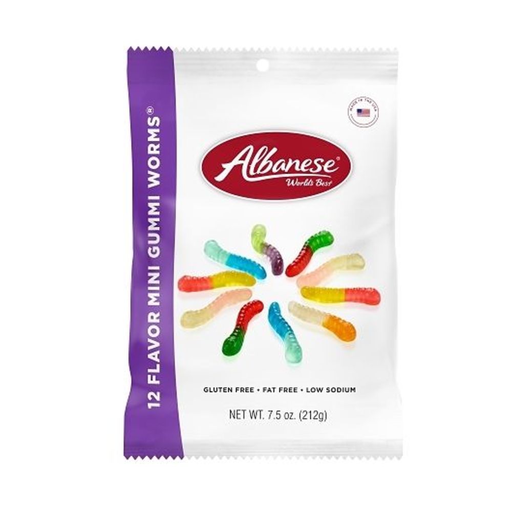 Albanese 12 Flavor Mini Gummi Worms, 7.5 Ounce -- 12 Per Case