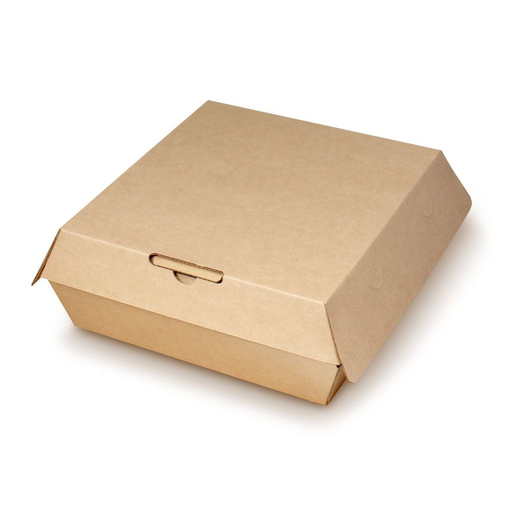 Eco-Flute ToGo PFAS Free Natural Hinged Container 8 x 8 x 3.1 inch