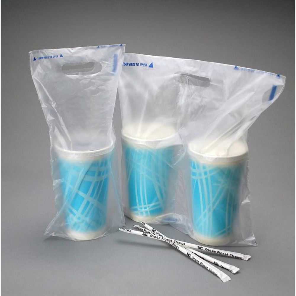 Fast Take 1 mil HDPE Unprinted Tamper Evident 1 Drink Beverage Carrier