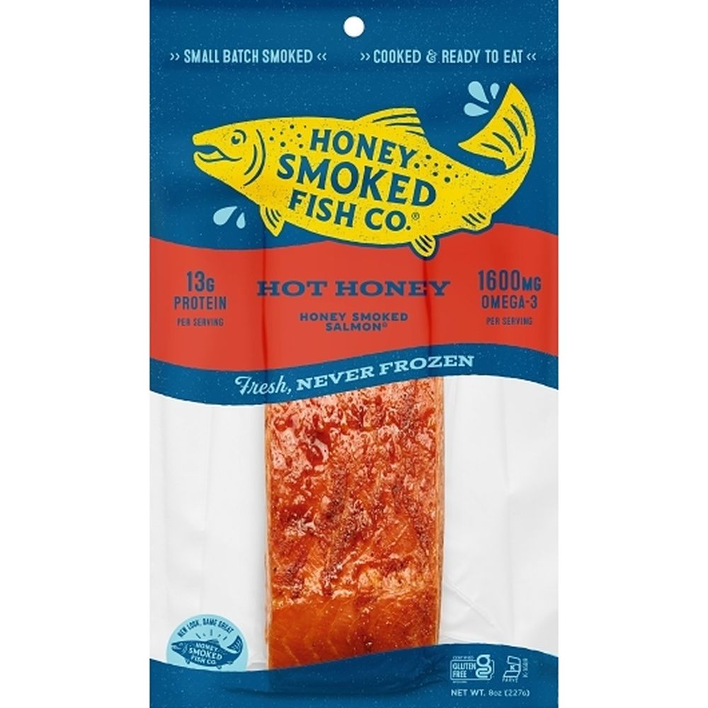 Honey Smoked Fish Hot Honey Smoked Salmon, 8 Ounce -- 16 Per Case