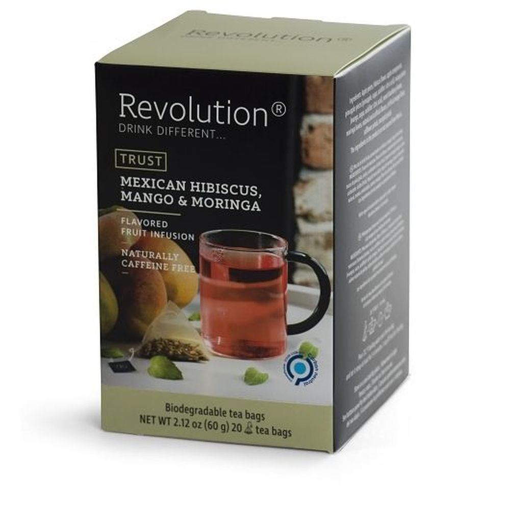 Revolution Mexican Hibiscus Mango And Moringa Flavored Fruit Infusion Tea, 20 Pyramid Tea Bags -- 6 Per Case