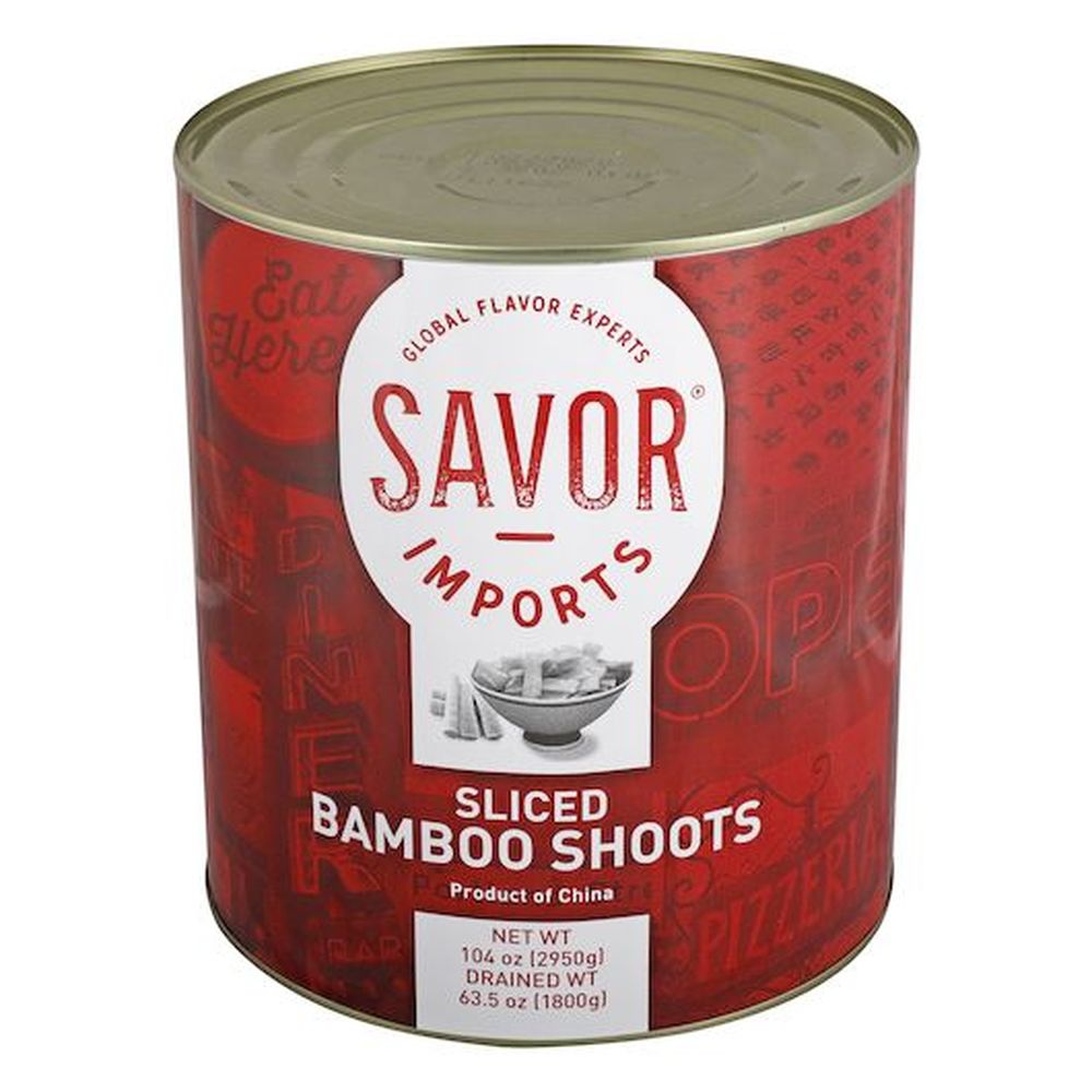 Savor Imports Sliced Bamboo Shoots, Number 10 Can -- 6 Per Case
