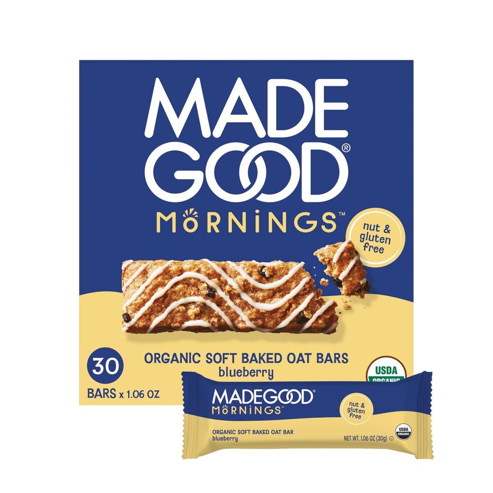 Madegood Mornings Organic Blueberry Soft Baked Oat Bar, 1.06 Ounce -- 60 Per Case