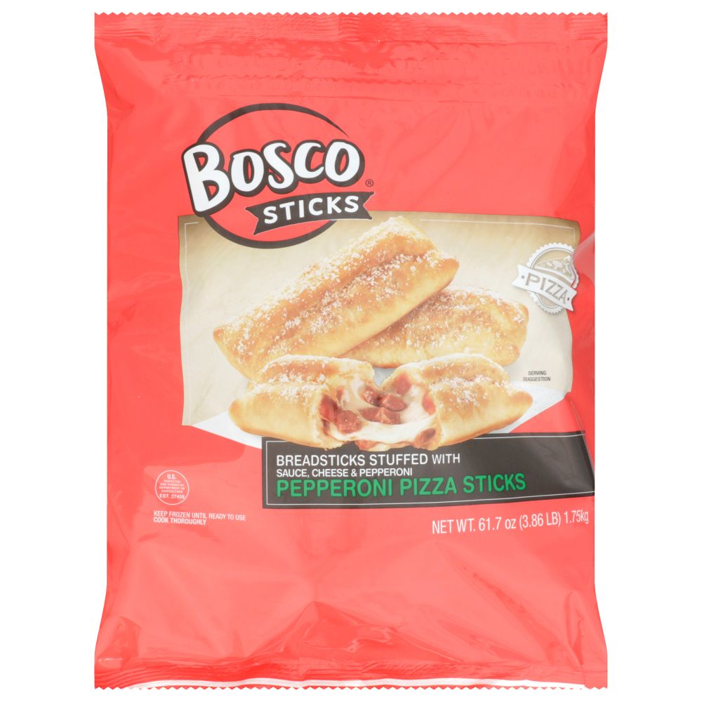 Bosco 4 Inch Pepperoni Mozzarella Cheese And Pizza Sauce Stuffed Breadsticks, 32 Count -- 4 Per Case