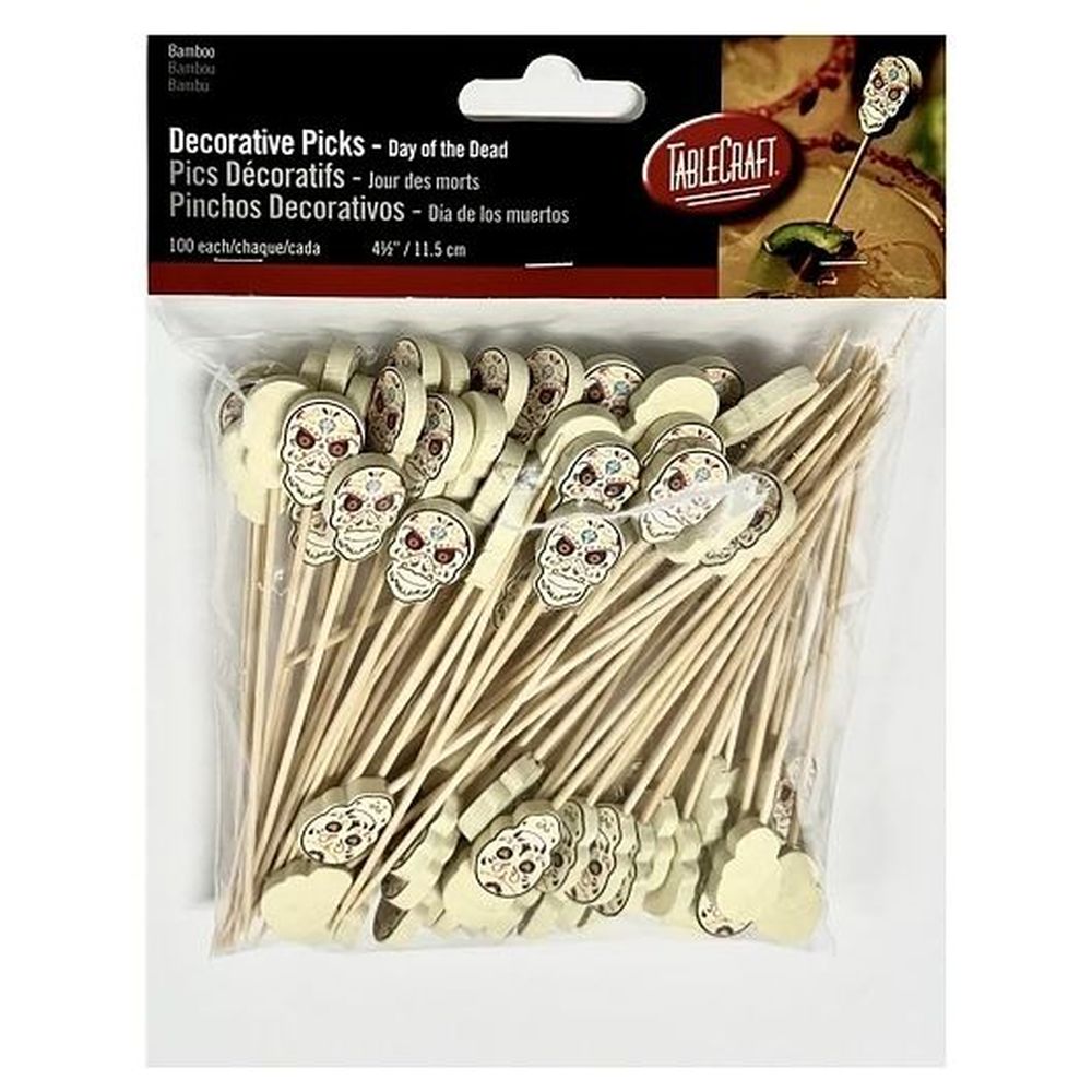 Tablecraft Day Of The Dead Decorative Picks, 100 Count -- 12 Per Case