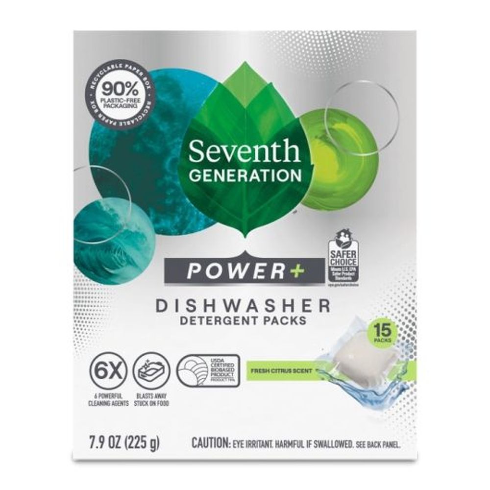 Seventh Generation Fresh Citrus Power Plus Automatic Dishwasher Detergent Tabs, 15 Count -- 6 Per Case