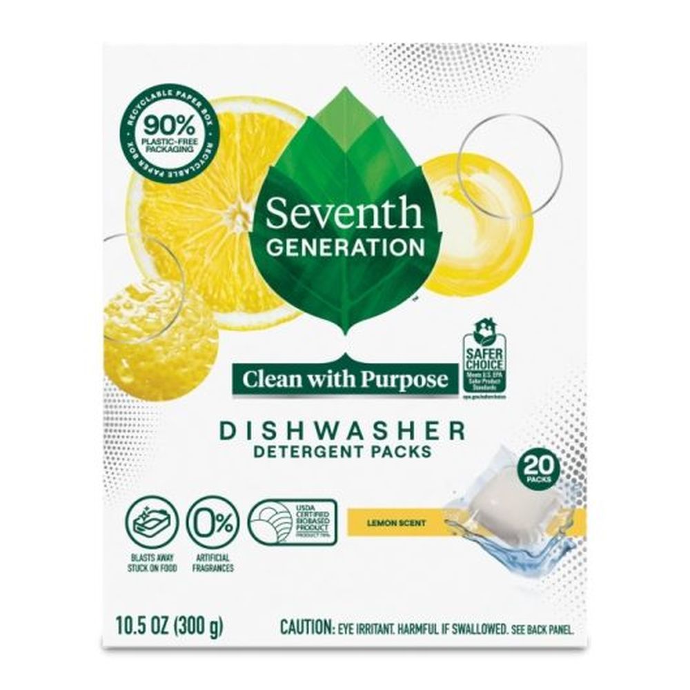 Seventh Generation Lemon Automatic Dishwasher Detergent Tabs, 20 Count -- 6 Per Case