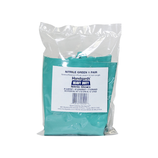 Handgards Green Extra Large Lined Reusable Nitrile Gloves, 12 Inch -- 12 Per Case
