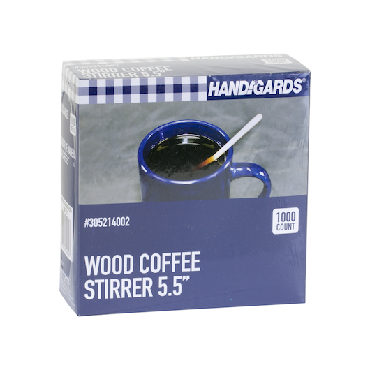 Handgards Disposable Wood Coffee Stirrer, 5.5 Inch -- 10000 Per Case