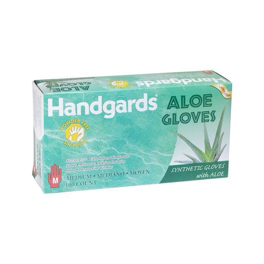 Handgards Medium Green Synthetic Disposable Glove With Aloe -- 4 Per Case