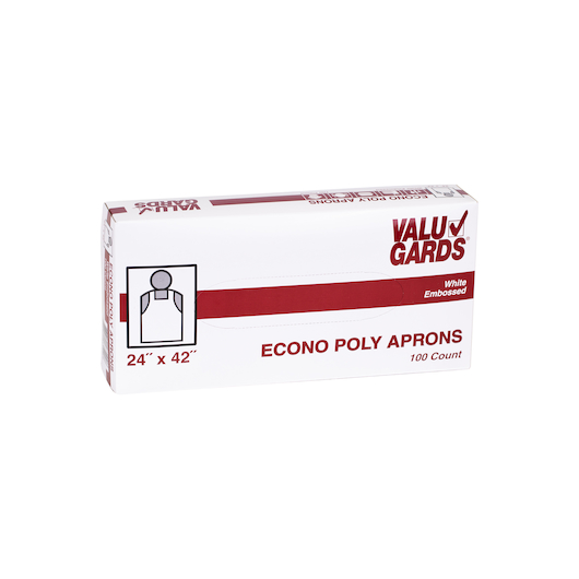 Valugards Economy Poly Embossed White Light Duty Apron, 24 X 42 Inch, 100 Count -- 10 Per Case