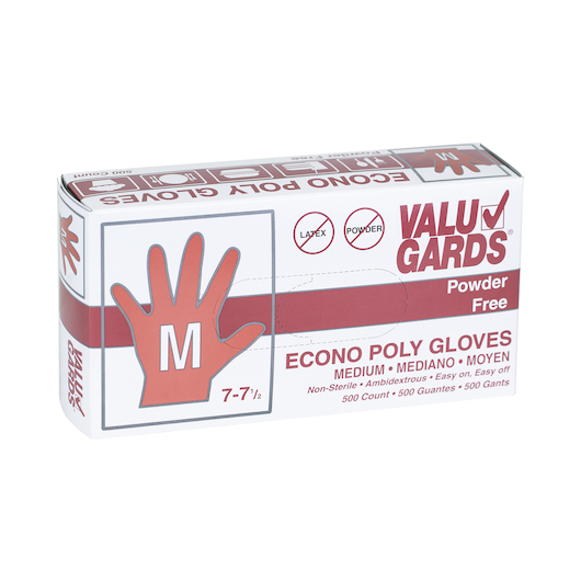 Valugards Poly Medium Gloves, 500 Count -- 4 Per Case