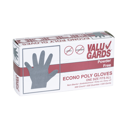 Valugards Econo Poly Clear One Size Fits All Disposable Glove -- 2000 Per Case