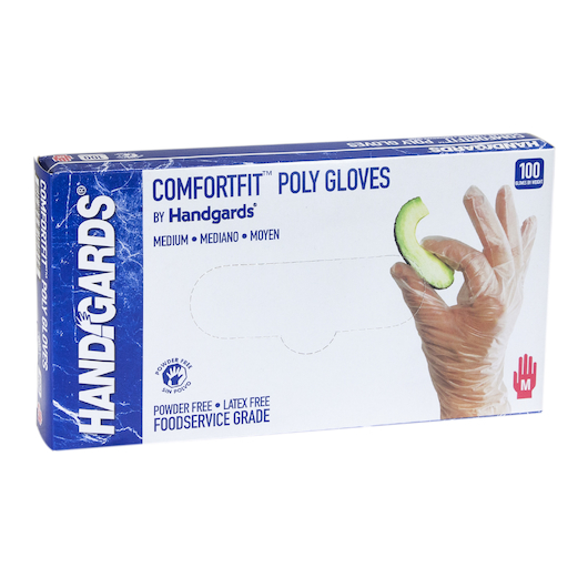 Handgards Comfortfit Powder Free Medium Poly Gloves, 100 Count -- 10 Per Case