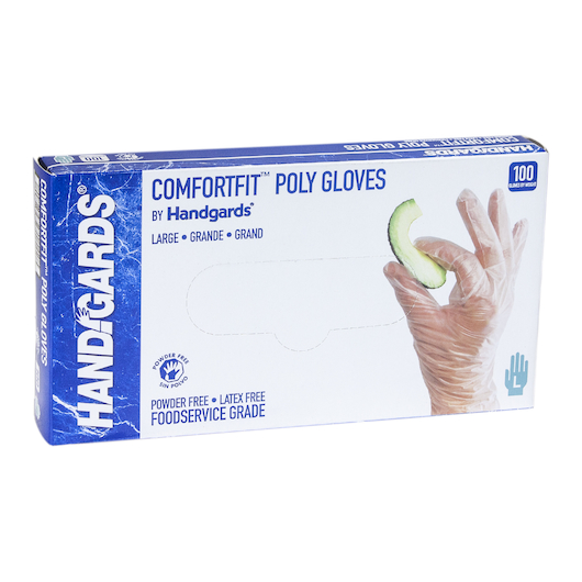 Handgards Comfortfit Powder Free Large Poly Gloves, 100 Count -- 10 Per Case